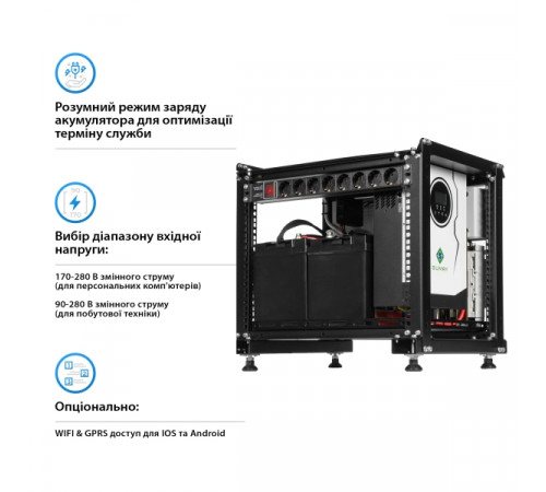Система зберігання енергії SUMRY SM-2200H-12-2PW2.5K-LFP-RACK 1.8kW 2.5kWh 2BAT LiFePO4 4000 циклів