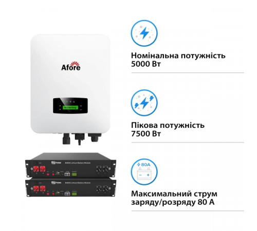 Система зберігання енергії Afore AF5K-SL-2DY4.8K-LFP 5kW 4.8kWh 2BAT LiFePO4 6000 циклів