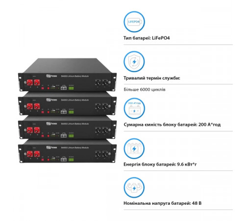 Система зберігання енергії SAKO SUNON6.2K-LDY9.6K1-LFP 6.2kW 9.6kWh 4BAT LiFePO4 6000 циклів