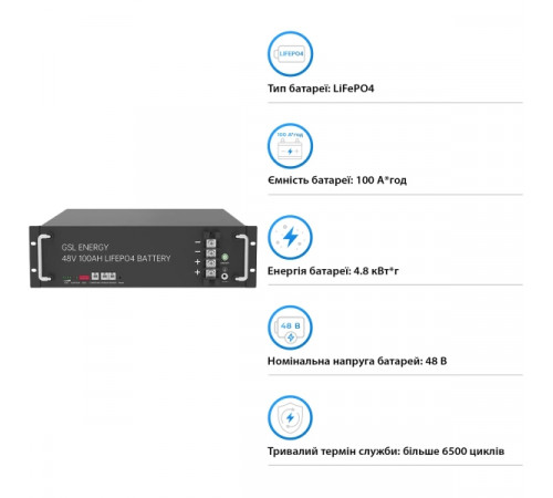 Система зберігання енергії Solarverse SV5048UPSR-1GS4.8K-LFP 5 4.8kWh 1BAT LiFePO4 6500 циклів