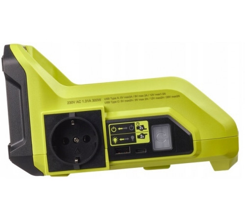 Інвертор напруги акумуляторний Ryobi Max Power RY36BI300A-0 36В 300/500Вт розетка 1х220В роз'єм 1хUSB 1хType-C 0.85кг без АКБ та ЗП (5133004893)
