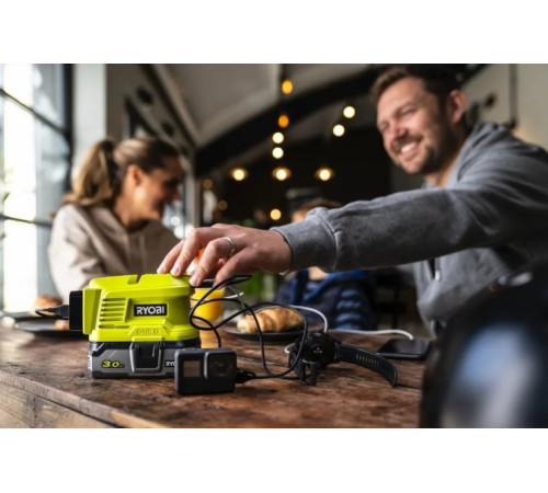 Інвертор напруги акумуляторний Ryobi ONE+ RY18BI150A-0 18В 150/300Вт розетка 1х220В рознім 2хUSB 0.3кг без АКБ та ЗП (5133004895)