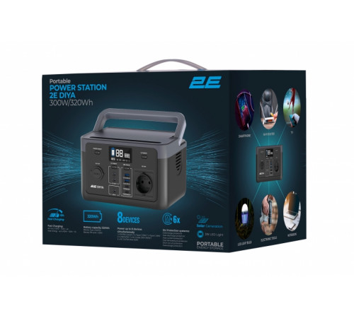 Портативна електростанція 2Е Diya, 300 Вт, 320 Вт/год, швидка зарядка (2E-PPS03032)