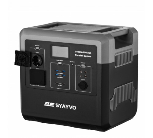 Портативна електростанція 2Е Syayvo 2400 Вт, 2560 Вт/год, WiFi/BT, паралельне підключення, швидка зарядка (2E-PPS24256)