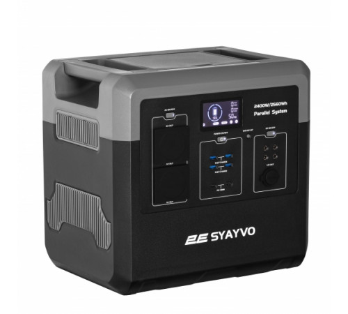 Портативна електростанція 2Е Syayvo 2400 Вт, 2560 Вт/год, WiFi/BT, паралельне підключення, швидка зарядка (2E-PPS24256)