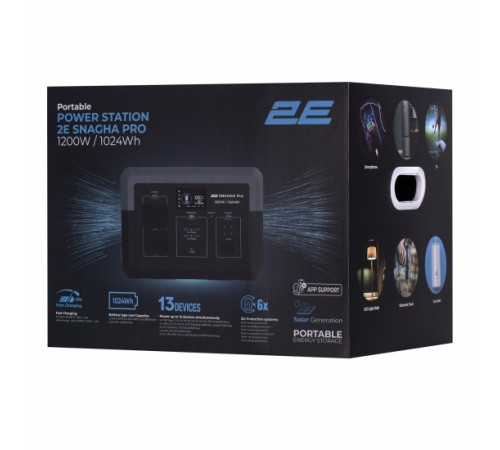 Портативна електростанція 2Е Snagha PRO, 1200 Вт, 1024 Вт/год, WiFi/BT, швидка зарядка (2E-PPS1210-PRO)