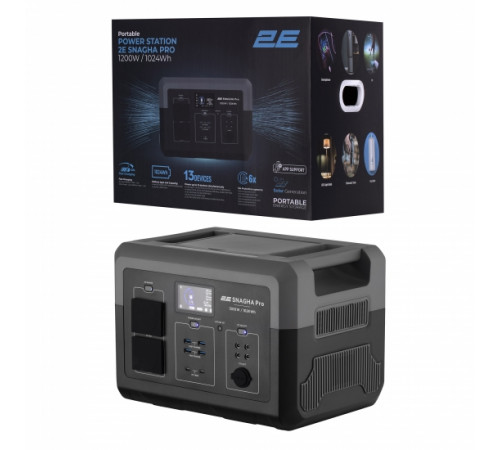 Портативна електростанція 2Е Snagha PRO, 1200 Вт, 1024 Вт/год, WiFi/BT, швидка зарядка (2E-PPS1210-PRO)