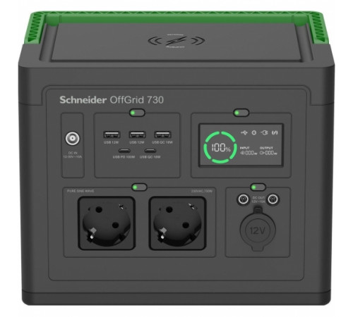Портативна електростанція Schneider Electric OffGrid Portable Power Station 730, 700 Вт, 738 Вт/год, Wireless Charge (PPS730-GR)