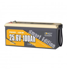 Акумуляторна батарея LiFePO4 Power Queen 24V 100Ah BT, 2560Wh, BMS 100A, 532*207*215мм