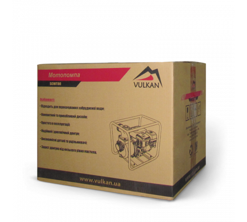 Мотопомпа рукав 75мм, 58м3/год, підйом 26м, брудна вода, SCWT80