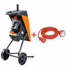 Подрібнювач садовий DS2500/40 KIT, 220В, 2500Вт, гілки до 40мм, ножі + подовжувач 10м помаранч.