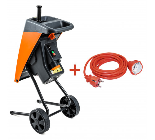 Подрібнювач садовий DS2500/40 KIT, 220В, 2500Вт, гілки до 40мм, ножі + подовжувач 10м помаранч.