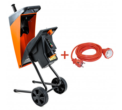 Подрібнювач садовий DS2500/40 KIT, 220В, 2500Вт, гілки до 40мм, ножі + подовжувач 10м помаранч.