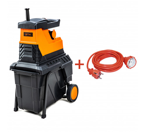 Подрібнювач садовий MS2800/45 KIT, 220В, 2800Вт, гілки до 45мм, фреза, контейнер 55л + подовжувач 10м помаранч. Подрібнювач садовий MS2800/45 KIT, 220В, 2800Вт, гілки до 45мм, фреза, контейнер 55л + подовжувач 10м помаранч.