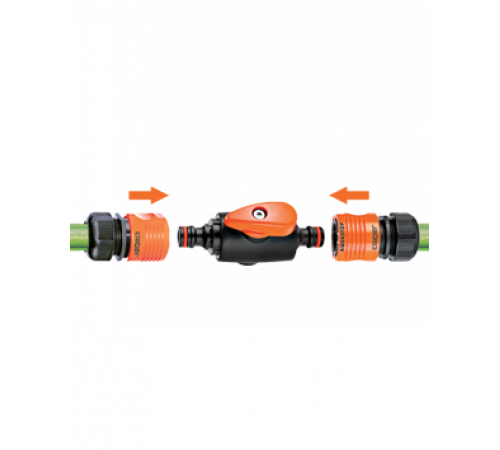 Адаптер двосторонній з краном для конектора поливального шлангу бл.