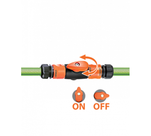 Адаптер двосторонній з краном для конектора поливального шлангу бл.