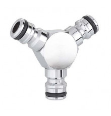 Адаптер трьохсторонній для конектора поливального шлангу, метал