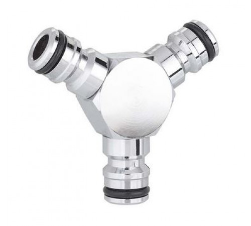 Адаптер трьохсторонній для конектора поливального шлангу, метал