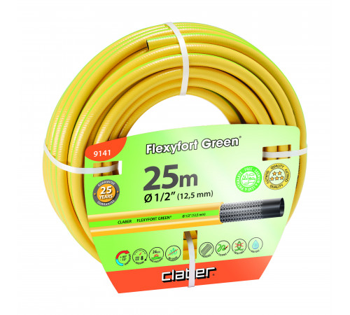 Шланг поливальний 1/2" 25м Flexyfort Green, жовтий з зел. полосою