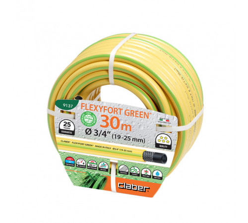 Шланг поливальний 3/4" 30м Flexyfort Green, жовтий з зел. полосою