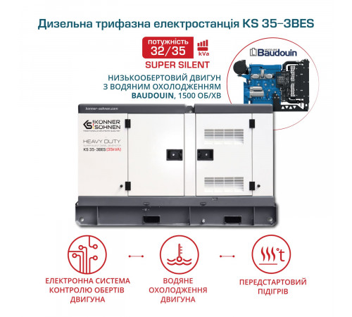 Дизельная трехфазная электростанция KS 35-3BES