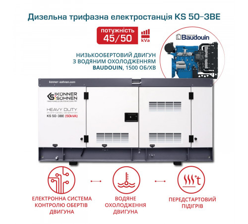 Дизельная трехфазная электростанция KS 50-3BE