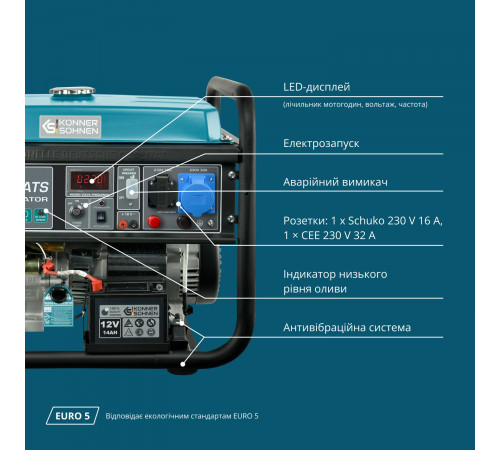 Бензиновий генератор «Könner & Söhnen» KS 10000E ATS
