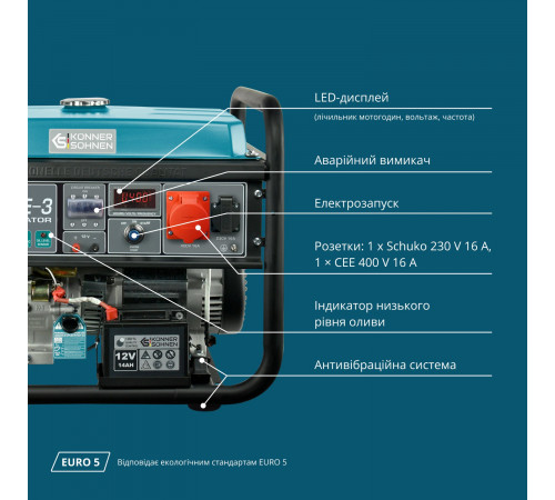 Бензиновий генератор «Könner & Söhnen» KS 10000E-3
