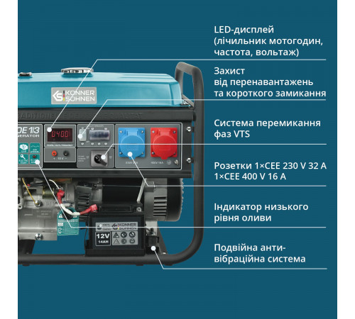 Бензиновий генератор «Könner & Söhnen» KS 7000E 1/3