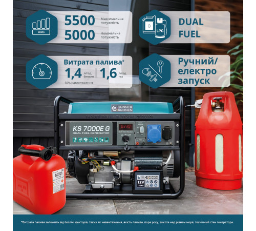 Генератор газобензиновый Könner & Söhnen KS 7000E G