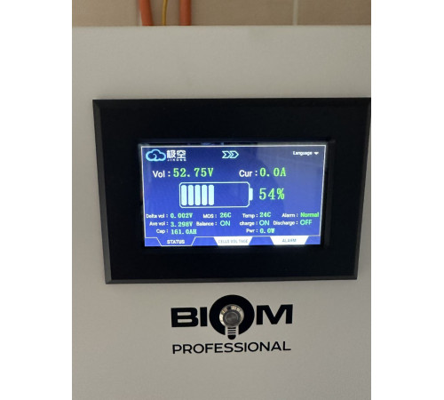 Акумуляторна батарея Biom Professional BALFP-512300-V2 48В (51.2В) 15кВтч з автоматами на корпусі та новим великим сенсорним екраном
