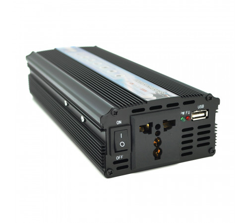 Інвертор напруги UKC 2000ВА(1200Вт), 12/220V, approximated, 1 універсальна розетка, клемні дроти