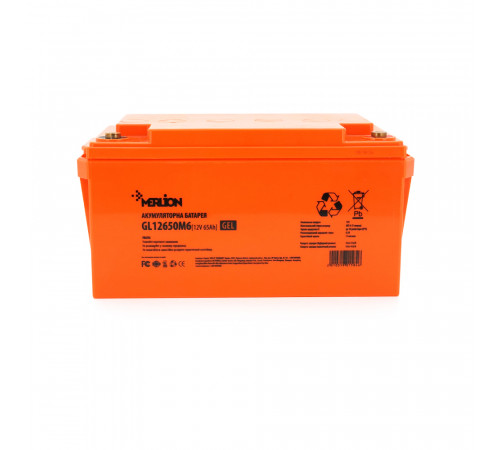 Акумуляторна батарея MERLION GL12650M6 12 V 65 Ah (348 x 168 x 178) Orange Q1/48