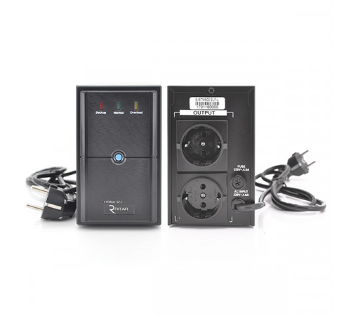 ДБЖ Ritar E-RTM500 (300W) ELF-L, LED, AVR, 2st, 2xSCHUKO socket, 1x12V7Ah, metal Case. Q4 (365*130*210) 4,8 кг (310*85*140)