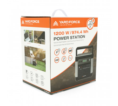 Портативне джерело живлення Yard Force LX PS1200, потужність 1200Вт, 974Wh, Li-ion, 248*190*245 мм, 9.8 кг