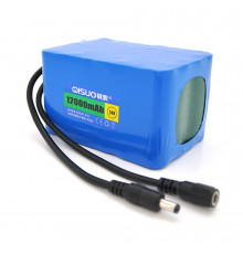 Аккумуляторная литиевая батарея QiSuo 24V 12A с элементами Li-ion 18650, DC5.5x2.1, (110x76x67mm)