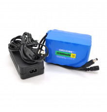 Аккумуляторная литиевая батарея QiSuo 24V 12A с элементами Li-ion 18650 + зарядное устройство 25.2V3A DC5.5x2.1, (110x76x67mm)