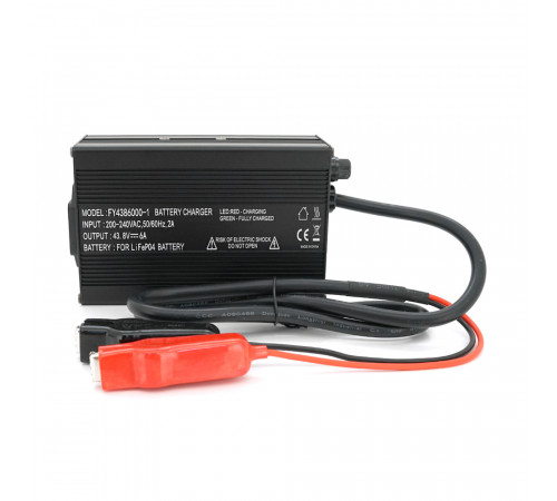 Зарядное устройство для аккумуляторов LiFePo4 36V(43.8V),12S,6A,крокодилы,135x90x50mm