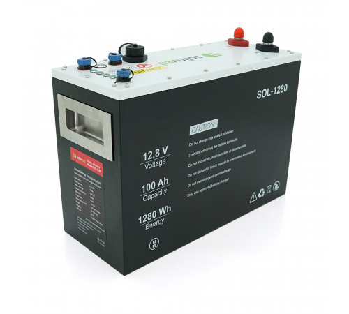 Акумуляторна батарея SOLINVED LiFePO4 12,8V 100Ah, 360x140x250mm, Black, 12.5kg