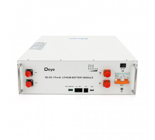 Акумуляторна батарея Deye LiFePO4 SE-G5.1 Pro-B 51,2V 100AH, 5,12kW BMS50A@16S до 32 parallel CAN/RS485, IP21, 6000Cycles, (445*133*540),45kg