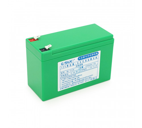 Аккумуляторная батарея литиевая QiSuo 12V 12A с элементами Li-ion 18650 (150X64,5X97,7) + зарядное устройство 12,6V/1A + крокодилы