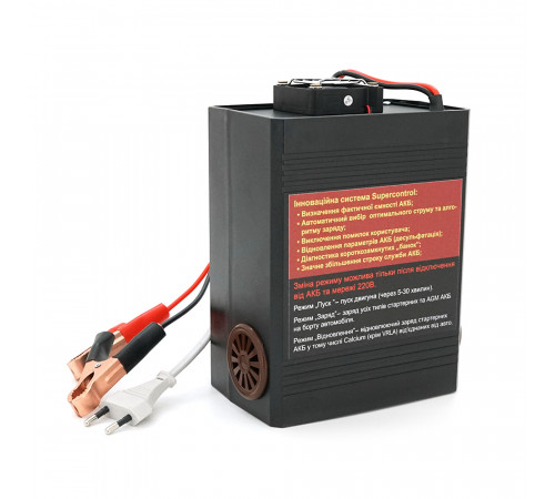 Пуско-зарядное ЗУ РОБОТ-30 для аккумуляторов 12/24V (1-400Ah) (MF, WET, AGM, GEL, CA/CA), 160-245V, Ток заряда 20А, крокодилы в комплекте