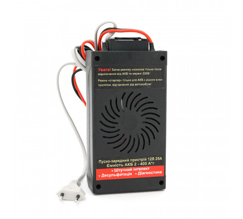 Интеллектуальное ЗУ РОБОТ-25 пуско-зарядное для аккумулятора 12V(2-400Ah) (MF, WET, AGM, GEL, CA/CA), 160-245V, Ток заряда 25А, крокодилы в комплекте