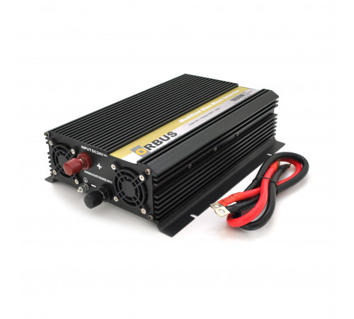 Інвертор напруги ORBUS ORMS24-1800 (1800Вт), 24/220V, approximated, 2 Shuko, клемні дроти, 5 запобіжників, Box.Q20