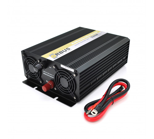 Інвертор напруги ORBUS ORMS24-2500 (2500Вт), 24/220V, approximated, 2 Shuko, клемні дроти, 6 запобіжників, Box.Q20