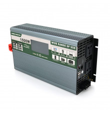 Інвертор напруги Demuda DMDPSW-1500W, 12V/220V, 1500W з правильною синусоїдою, 2 універсальні розетки, 2 USB, Rj 45, клемні дроти, Q6