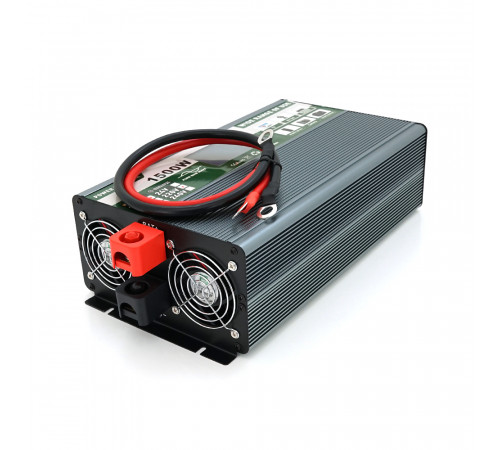 Інвертор напруги Demuda DMDPSW-1500W, 12V/220V, 1500W з правильною синусоїдою, 2 універсальні розетки, 2 USB, Rj 45, клемні дроти, Q6