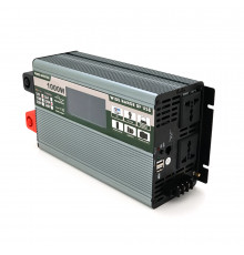 Інвертор напруги Demuda DMDPSW-1000W, 12V/220V, 1000W з правильною синусоїдою, 2 універсальні розетки, 2 USB, Rj 45, клемні дроти, Q6