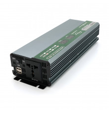 Інвертор напруги Demuda DMDPSW-800W, 12V/220V, 800W з правильною синусоїдою, 1 універсальна розетка, 2 USB, клемні дроти, Q20