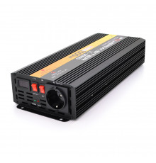Інвертор напруги POWERMASTER-1500 (900Вт), 12/220V, approximated, 1 універсальна розетка, клем + крокодили, Box